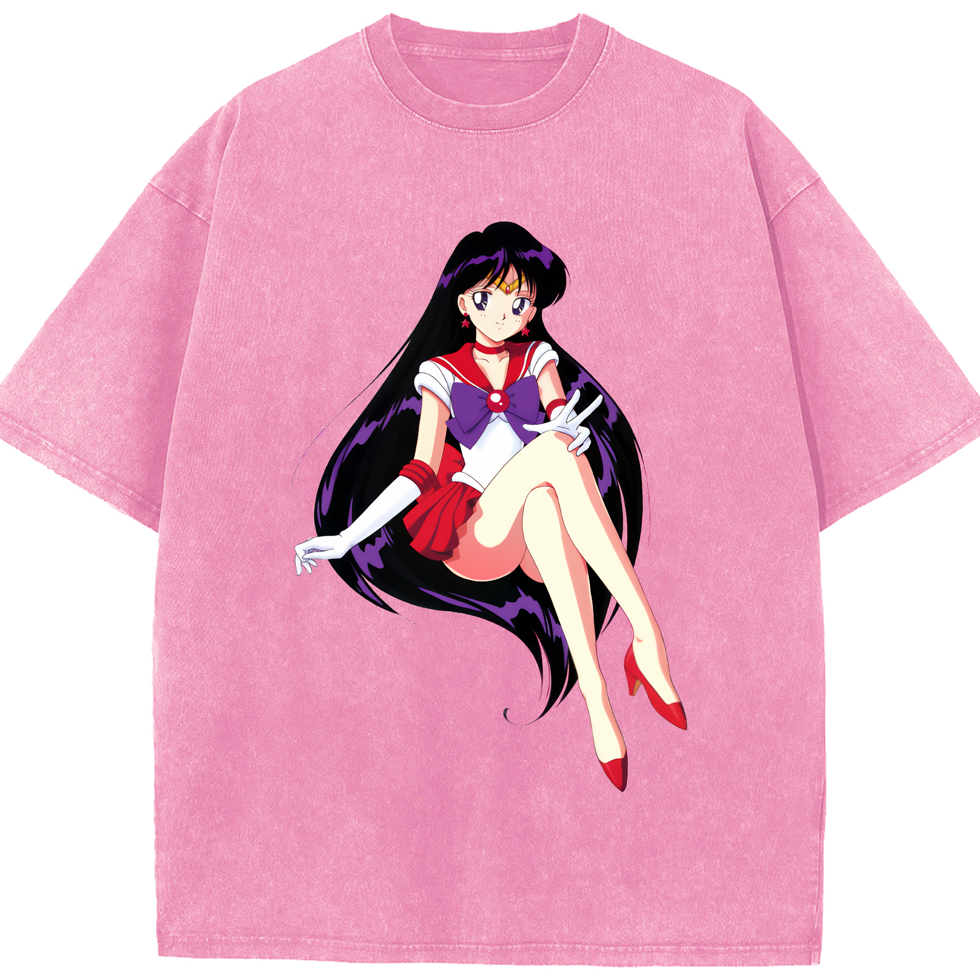 （画像用） 美少女戦士セーラームーン 火野レイ ひの レイ Sailor Moon Hino Rei （セーラーマーズ,Sailor Mars） 綿100% ヴィンテージ風 半袖Tシャツ（フロントプリント）